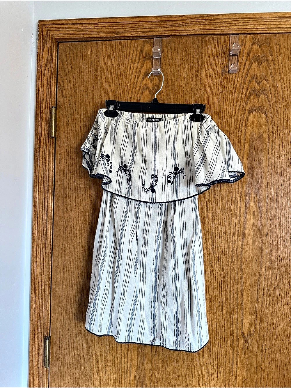 Express Striped Mini Dress in White & Blue